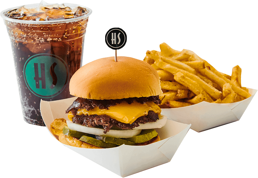 Harlem Shake burger, fries and soft drink